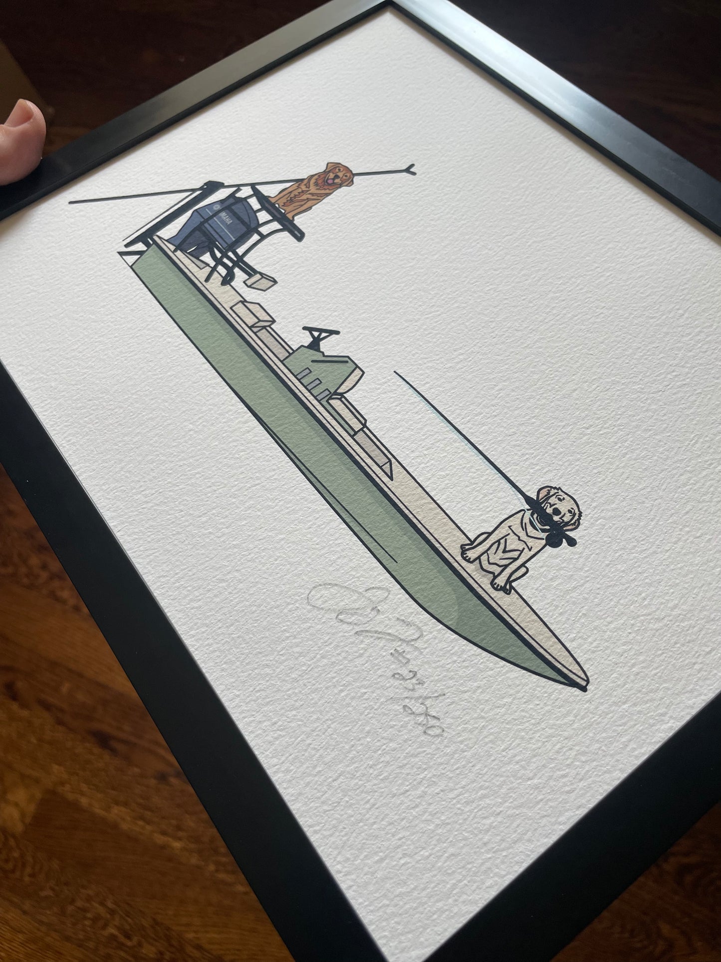 2 Dogs on a Skiff Print (Frame not Included)