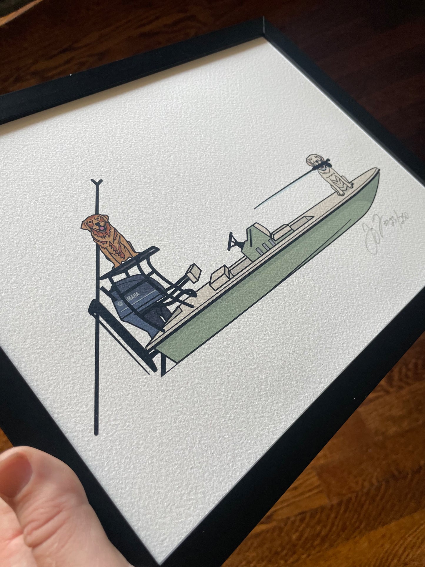 2 Dogs on a Skiff Print (Frame not Included)