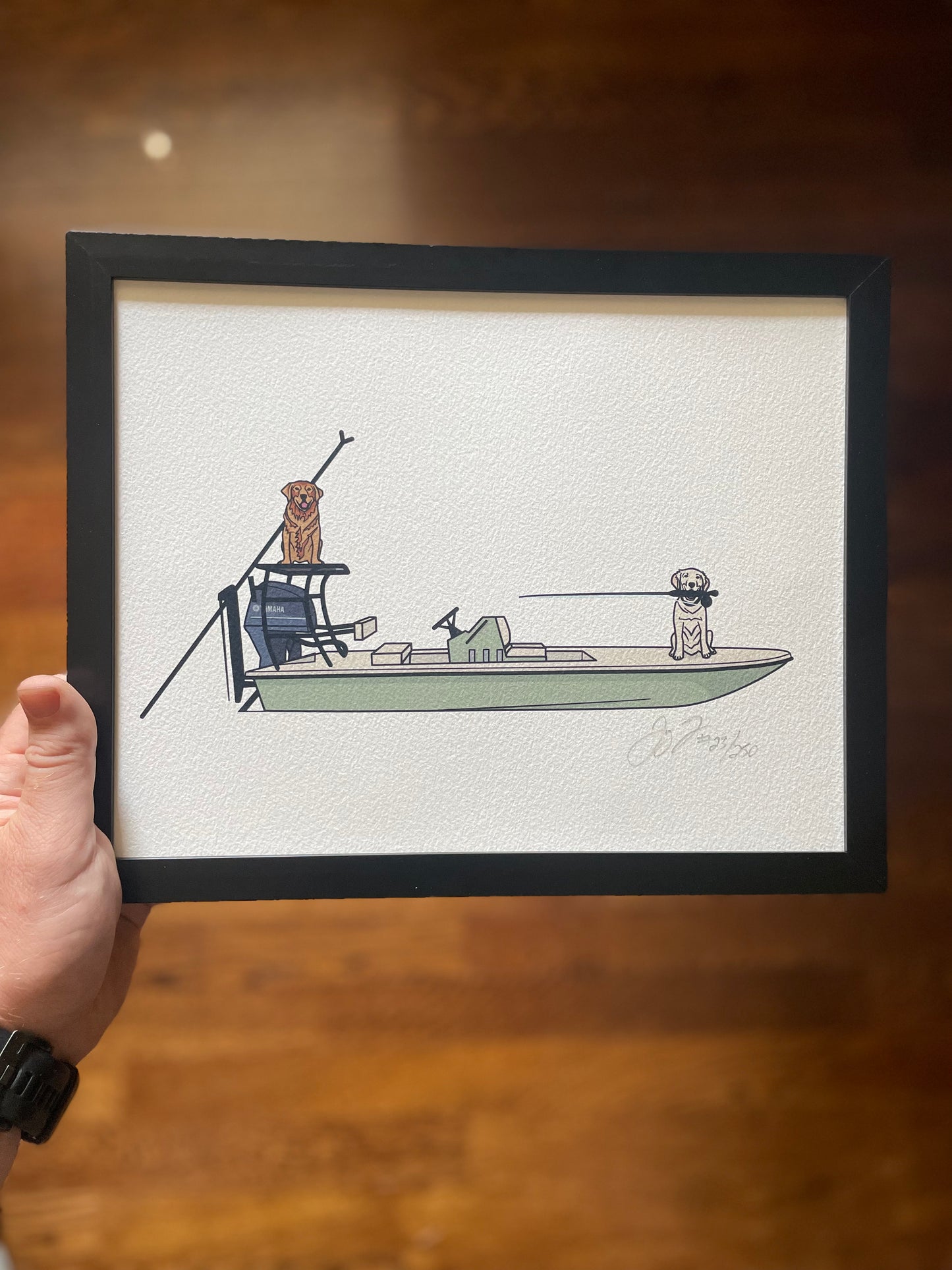 2 Dogs on a Skiff Print (Frame not Included)