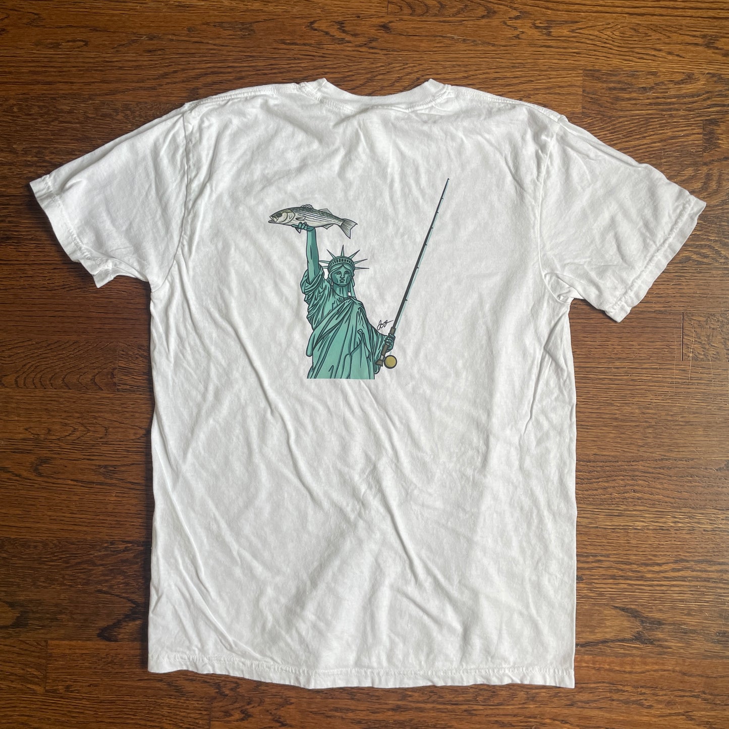 Medium Comfort Color Pocket tee Lady Liberty Striper Design