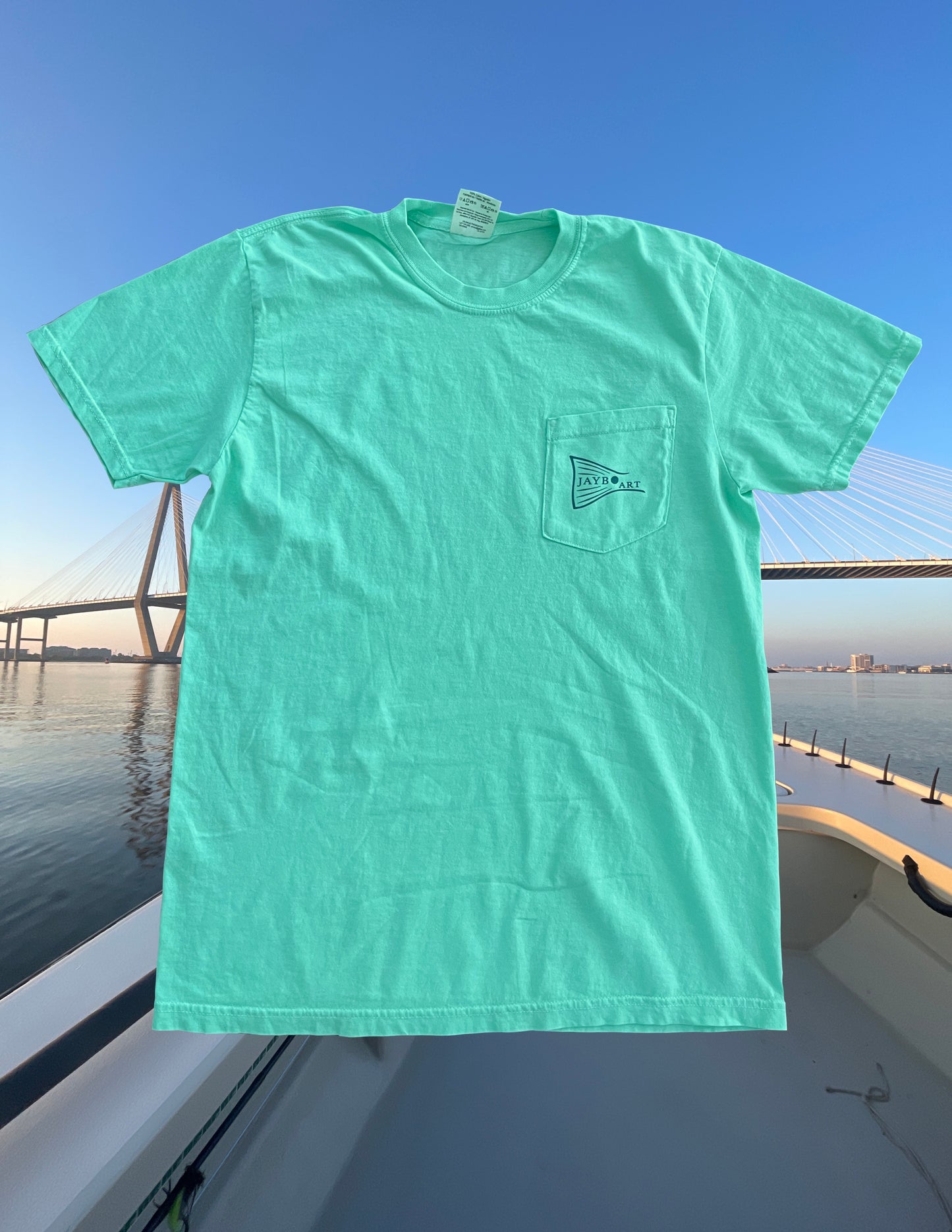 Get Off My Flat Blue Crab Comfort Color Pocket Tee: Limited Run!