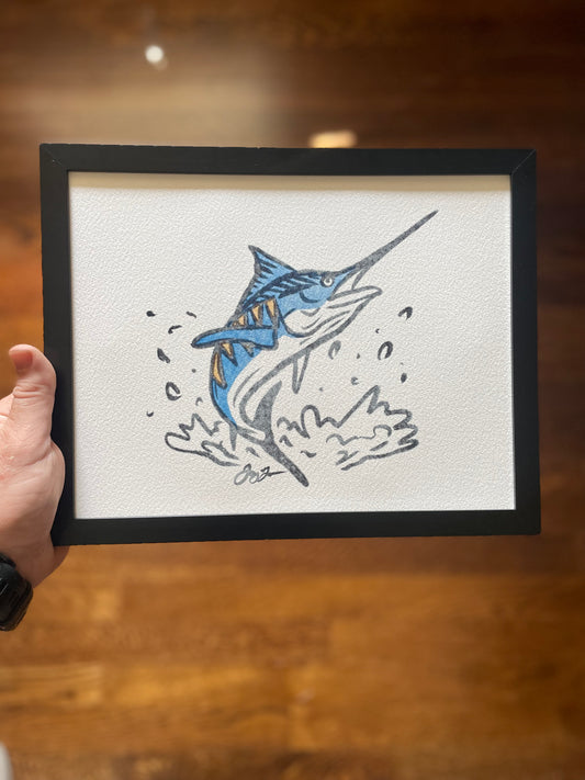 Open Edition: Vintage Blue Marlin Print (Frame not included)
